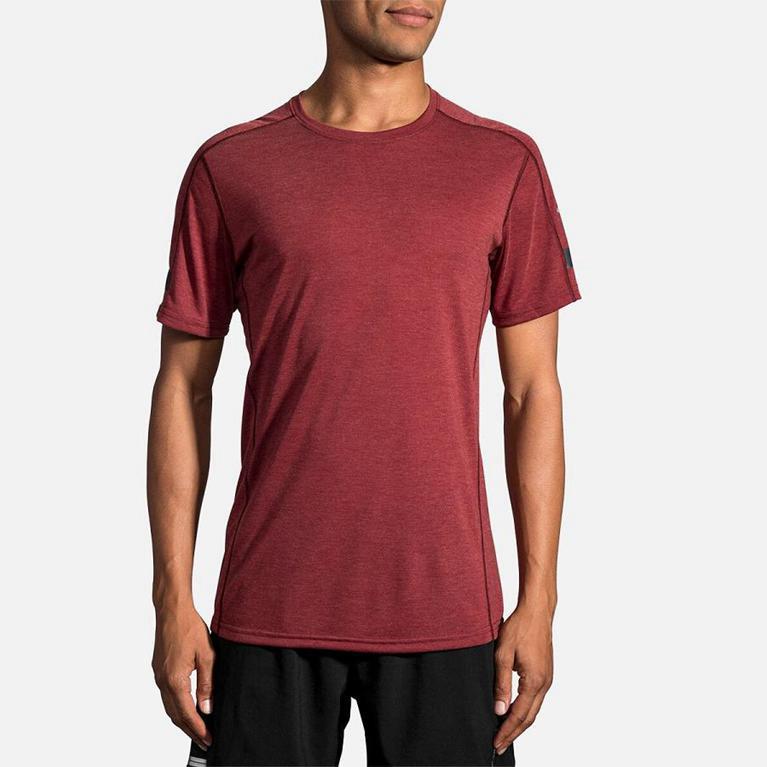 Brooks Distance Men's Short Sleeve Running Shirt - Red (67839-ZTKD)